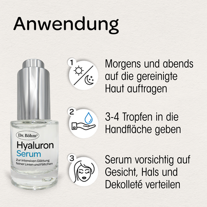 Sie sehen eine Packung Dr. Böhm Hyaluron Serum, Produktbild: 02 Dr. Böhm Hyaluron Serum, A-Nr.: 4835569 - 02