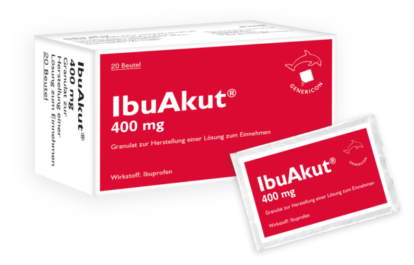 Sie sehen eine Packung IbuAkut® lindert Schmerzen, Entzündungen und Fieber, Produktbild: 01 IbuAkut® lindert Schmerzen, Entzündungen und Fieber, A-Nr.: 6058874 - 01