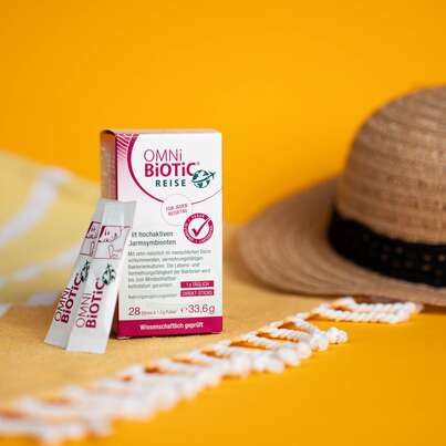 Sie sehen eine Packung OMNi-BiOTiC® REISE Direkt-Sticks, Produktbild: 02 OMNi-BiOTiC® REISE Direkt-Sticks, A-Nr.: 5966109 - 02