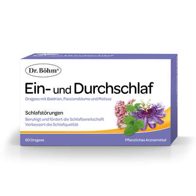 Sie sehen eine Packung Dr. Böhm Ein- und Durchschlaf Dragees, Produktbild: 01 Dr. Böhm Ein- und Durchschlaf Dragees, A-Nr.: 4203272 - 01