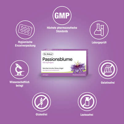 Sie sehen eine Packung Dr. Böhm Passionsblume, Produktbild: 04 Dr. Böhm Passionsblume, A-Nr.: 3516141 - 04