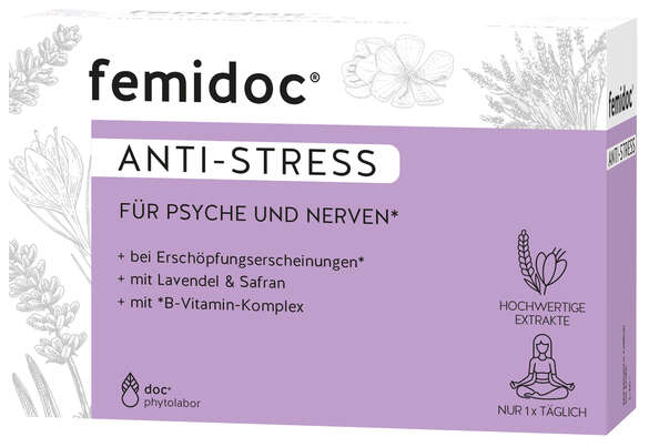 Sie sehen eine Packung femidoc® ANTI-STRESS, Produktbild: 01 femidoc® ANTI-STRESS, A-Nr.: 5082416 - 01