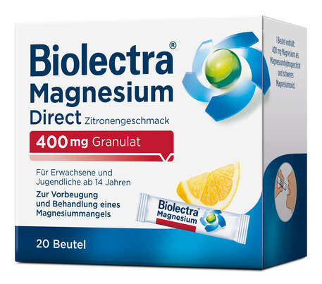 Sie sehen eine Packung BIOLECTRA MAGN DIR GRAN400MG, Produktbild: 02 BIOLECTRA MAGN DIR GRAN400MG, A-Nr.: 6061310 - 02