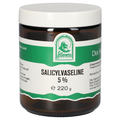 Sie sehen eine Packung SALICYLVASELINE 5% 220 G, Produktbild: 01 SALICYLVASELINE 5% 220 G, A-Nr.: 5237356 - 01