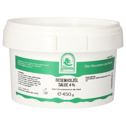 Sie sehen eine Packung ROSENHOLZÖL SALBE 4% 450 G, Produktbild: 01 ROSENHOLZÖL SALBE 4% 450 G, A-Nr.: 5802632 - 01