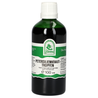 Sie sehen eine Packung PETERSILIENKRAUT TROPFEN 100 ML, Produktbild: 01 PETERSILIENKRAUT TROPFEN 100 ML, A-Nr.: 4946412 - 01
