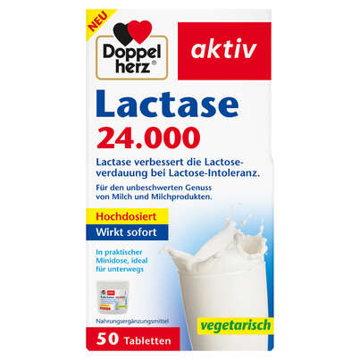 Sie sehen eine Packung Doppelherz Lactase 24.000, Produktbild: 01 Doppelherz Lactase 24.000, A-Nr.: 5883903 - 01