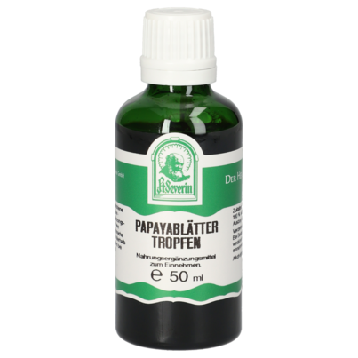 Sie sehen eine Packung PAPAYABLÄTTER TROPFEN 50 ML, Produktbild: 01 PAPAYABLÄTTER TROPFEN 50 ML, A-Nr.: 5832395 - 01