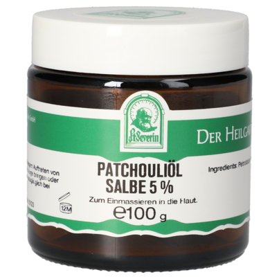 Sie sehen eine Packung PATCHOULIÖL SALBE 5% 100 G, Produktbild: 01 PATCHOULIÖL SALBE 5% 100 G, A-Nr.: 5802483 - 01