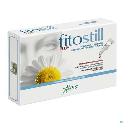 Sie sehen eine Packung Augentropfen Aboca Fitostill 10ampullen 0,5ml 5ml, Produktbild: 01 Augentropfen Aboca Fitostill 10ampullen 0,5ml 5ml, A-Nr.: 5733204 - 01