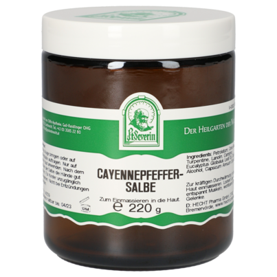 Sie sehen eine Packung CAYENNEPFEFFERSALBE 220 G, Produktbild: 01 CAYENNEPFEFFERSALBE 220 G, A-Nr.: 5171976 - 01