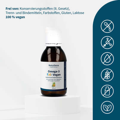 Sie sehen eine Packung NatuGena Omega-3 Kids Vegan Flüssigkeit, Produktbild: 03 NatuGena Omega-3 Kids Vegan Flüssigkeit, A-Nr.: 6036097 - 03
