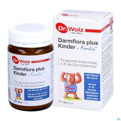 Sie sehen eine Packung Darmflora Plus Dr.wolz Kinder Pulver +familie Nr 60519 68g, Produktbild: 06 Darmflora Plus Dr.wolz Kinder Pulver +familie Nr 60519 68g, A-Nr.: 5186699 - 06