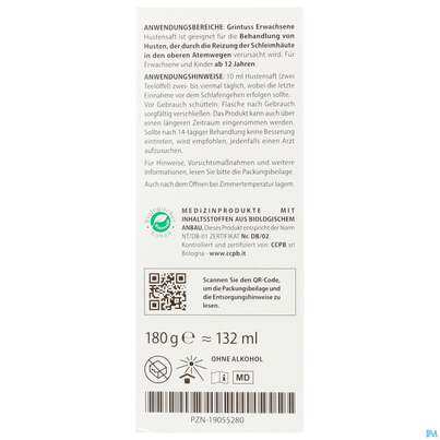 Sie sehen eine Packung Hustensaft Aboca Grintuss Erwachsene Jugendliche Ab 12jahre 180g, Produktbild: 04 Hustensaft Aboca Grintuss Erwachsene Jugendliche Ab 12jahre 180g, A-Nr.: 5817504 - 04