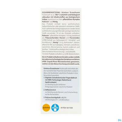 Sie sehen eine Packung Hustensaft Aboca Grintuss Erwachsene Jugendliche Ab 12jahre 180g, Produktbild: 06 Hustensaft Aboca Grintuss Erwachsene Jugendliche Ab 12jahre 180g, A-Nr.: 5817504 - 06