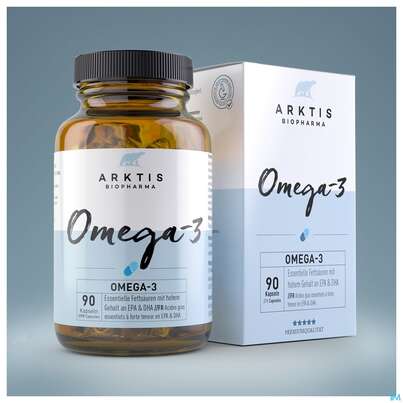 Sie sehen eine Packung Omega -3 Kapseln Arktis 90st, Produktbild: 04 Omega -3 Kapseln Arktis 90st, A-Nr.: 4750732 - 04