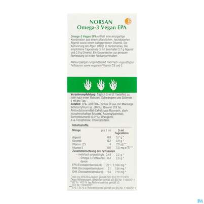 Omega -3 Norsan Oel/vegan/epa/hochd. Orangengeschmack 100ml, A-Nr.: 5948034 - 06