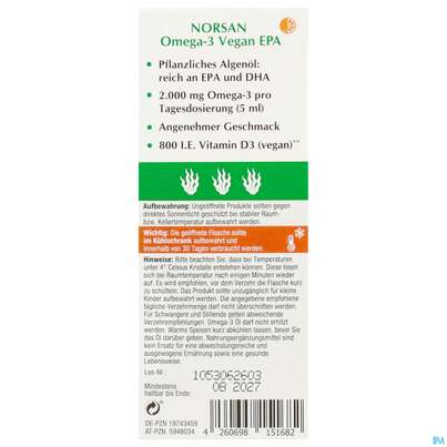 Omega -3 Norsan Oel/vegan/epa/hochd. Orangengeschmack 100ml, A-Nr.: 5948034 - 07
