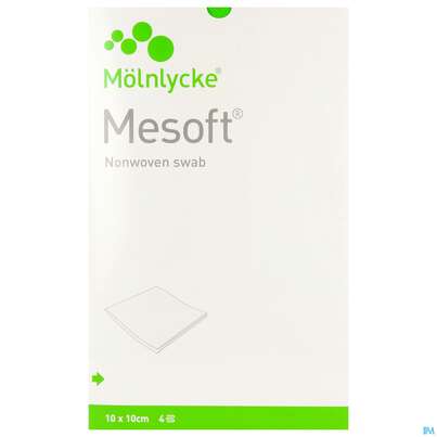 Sie sehen eine Packung Vlieskompressen Mesoft/set Steril 10x 10cm 30x5 150st, Produktbild: 01 Vlieskompressen Mesoft/set Steril 10x 10cm 30x5 150st, A-Nr.: 1652348 - 01