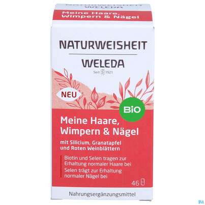 Sie sehen eine Packung Weleda Naturweisheit Haare Wimpern Naegel 46st, Produktbild: 01 Weleda Naturweisheit Haare Wimpern Naegel 46st, A-Nr.: 5436044 - 01