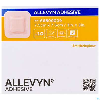 Sie sehen eine Packung Wundverband Allevyn/polyurethan Adhesive 7,5x 7,5cm -smith 10st, Produktbild: 01 Wundverband Allevyn/polyurethan Adhesive 7,5x 7,5cm -smith 10st, A-Nr.: 1811278 - 01