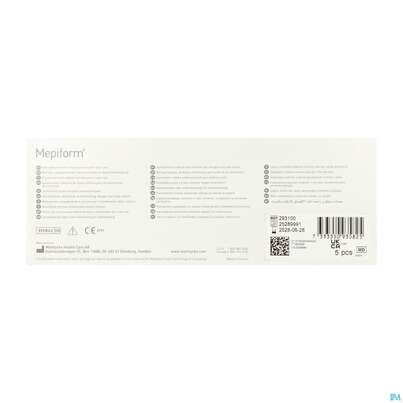 Sie sehen eine Packung Wundverband Mepiform Silikonverband Selbsthaftend 4x 30cm 5st, Produktbild: 04 Wundverband Mepiform Silikonverband Selbsthaftend 4x 30cm 5st, A-Nr.: 2211770 - 04