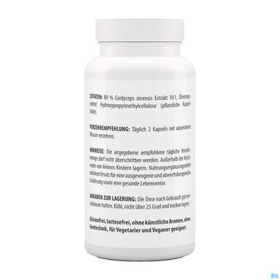 Sie sehen eine Packung Cordyceps Sinensis-extrakt Kapseln Vegetarisch 500mg Vita World 100st, Produktbild: 05 Cordyceps Sinensis-extrakt Kapseln Vegetarisch 500mg Vita World 100st, A-Nr.: 4836439 - 05