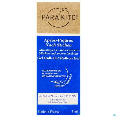 Sie sehen eine Packung Insektenschutz Para Kito Nach Stich Roll-on 5ml, Produktbild: 03 Insektenschutz Para Kito Nach Stich Roll-on 5ml, A-Nr.: 4835954 - 03