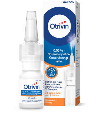 Sie sehen eine Packung Otrivin 0,05% Nasenspray ohne Konservierungsmittel, Produktbild: 01 Otrivin 0,05% Nasenspray ohne Konservierungsmittel, A-Nr.: 2475606 - 01