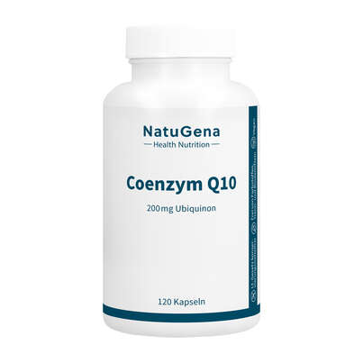 Sie sehen eine Packung NatuGena Coenzym Q10 Kapseln, Produktbild: 01 NatuGena Coenzym Q10 Kapseln, A-Nr.: 6040213 - 01