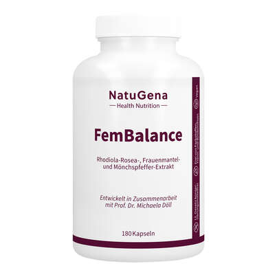 Sie sehen eine Packung NatuGena FemBalance Kapseln, Produktbild: 01 NatuGena FemBalance Kapseln, A-Nr.: 6036134 - 01