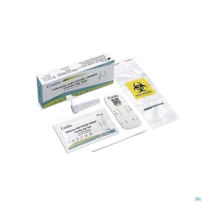 Sie sehen eine Packung Diagnostika U.zubehoer Cordx Covid19 Influ A/b Rsv 1st, Produktbild: 02 Diagnostika U.zubehoer Cordx Covid19 Influ A/b Rsv 1st, A-Nr.: 5741267 - 02