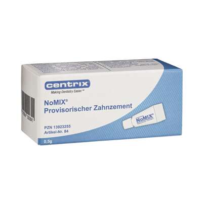 Sie sehen eine Packung NoMIX provisorischer Zahnzement, Produktbild: 01 NoMIX provisorischer Zahnzement, A-Nr.: 6124157 - 01