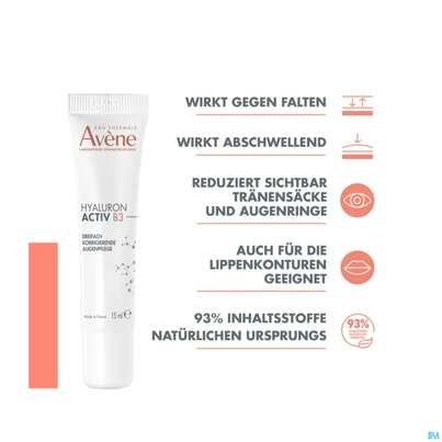 Sie sehen eine Packung Avene Hyaluron Activ B3 Augencreme/neu 15ml, Produktbild: 07 Avene Hyaluron Activ B3 Augencreme/neu 15ml, A-Nr.: 5882654 - 07