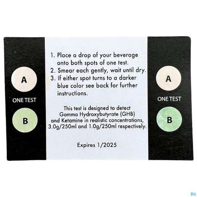 Diagnostika U.zubehoer K.o Tropfen Schnelltest Fuer Ghb +ketamin 2st, A-Nr.: 5584394 - 02