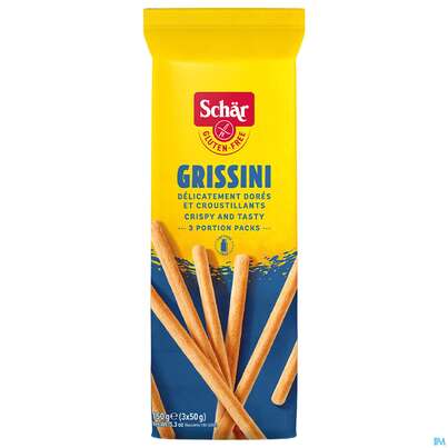 Sie sehen eine Packung Glutenfreie Produkte-schaer Grissini 22404 150g, Produktbild: 01 Glutenfreie Produkte-schaer Grissini 22404 150g, A-Nr.: 2671307 - 01