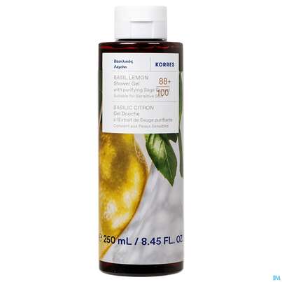 Sie sehen eine Packung Korres Basil Lemon Duschgel Set 1+1 250ml, Produktbild: 01 Korres Basil Lemon Duschgel Set 1+1 250ml, A-Nr.: 5982870 - 01