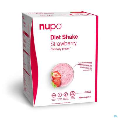 Sie sehen eine Packung Nupo Lebenswert Diet Shake Strawberry 12st, Produktbild: 01 Nupo Lebenswert Diet Shake Strawberry 12st, A-Nr.: 5738845 - 01