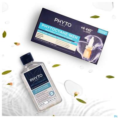 Sie sehen eine Packung Phyto Set +shampoon 100ml Cyane Men 1st, Produktbild: 03 Phyto Set +shampoon 100ml Cyane Men 1st, A-Nr.: 5829921 - 03
