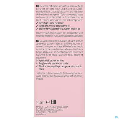 Weleda Sensitiv Gesichtsoel Mandel Multi-effect 50ml, A-Nr.: 5848404 - 03