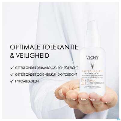 Sie sehen eine Packung Sonnenprodukte Vichy/capital Soleil Gesichtscreme Uv-age Lsf50+ 40ml, Produktbild: 26 Sonnenprodukte Vichy/capital Soleil Gesichtscreme Uv-age Lsf50+ 40ml, A-Nr.: 5360950 - 26