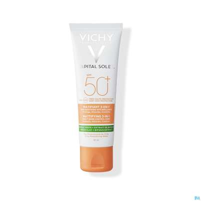 Sie sehen eine Packung Sonnenprodukte Vichy/capital Soleil Mattierende Sonnenpflege 3in1 Lsf50+ 50ml, Produktbild: 01 Sonnenprodukte Vichy/capital Soleil Mattierende Sonnenpflege 3in1 Lsf50+ 50ml, A-Nr.: 5232258 - 01