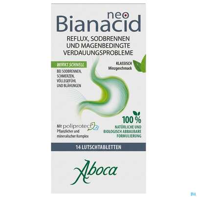 Sie sehen eine Packung Aboca Neobianacid Tabl Minze Ab 6 Jahren 14st, Produktbild: 03 Aboca Neobianacid Tabl Minze Ab 6 Jahren 14st, A-Nr.: 5571931 - 03