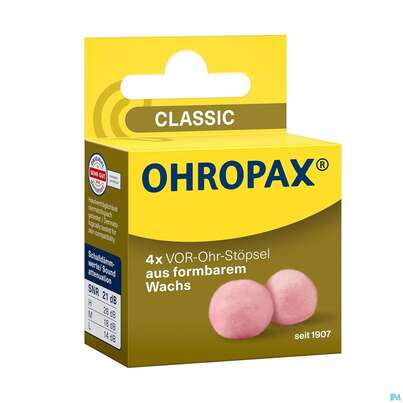 Sie sehen eine Packung Ohrenschutz Ohropax Classic Ohrstoepsel Wachs 2 Faltschachtelngerx2 4st, Produktbild: 02 Ohrenschutz Ohropax Classic Ohrstoepsel Wachs 2 Faltschachtelngerx2 4st, A-Nr.: 3282683 - 02