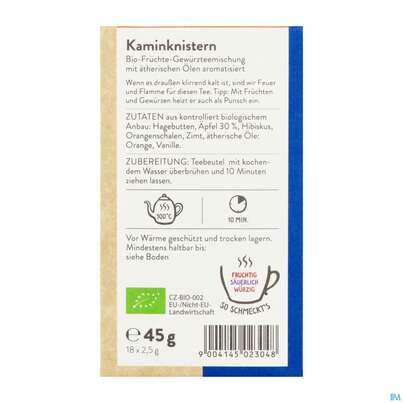 Sie sehen eine Packung Sonnentor Fruechte-/gewuerz Tee Kaminknistern Bio 02304 18st, Produktbild: 05 Sonnentor Fruechte-/gewuerz Tee Kaminknistern Bio 02304 18st, A-Nr.: 4039387 - 05