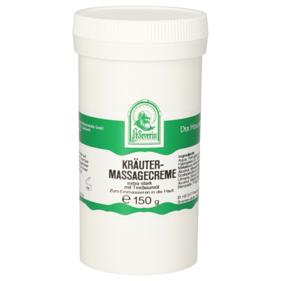 Sie sehen eine Packung KRAEUTERMASSAGECR + TEEBAUMOEL EXTST. ST. SEVERIN 150G, Produktbild: 01 KRAEUTERMASSAGECR + TEEBAUMOEL EXTST. ST. SEVERIN 150G, A-Nr.: 1796751 - 01