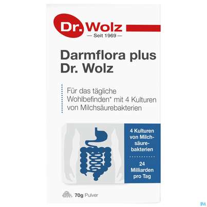 Sie sehen eine Packung Darmflora Plus Dr.wolz Pulver Nr 60625 70g, Produktbild: 01 Darmflora Plus Dr.wolz Pulver Nr 60625 70g, A-Nr.: 2711828 - 01