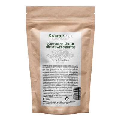 Sie sehen eine Packung Schwedenkräuter zum Ansetzen von Schwedenbitter 100 g, Produktbild: 01 Schwedenkräuter zum Ansetzen von Schwedenbitter 100 g, A-Nr.: 3029636 - 01