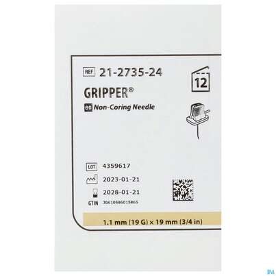 Injektionsspritzen U.zubeh. Portnadel Gripper 19gx19mm 21-27 12st, A-Nr.: 1780402 - 01