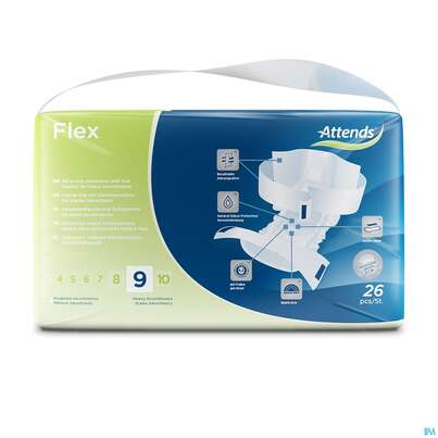 Sie sehen eine Packung Inkontinenz Attends Slip Flex M 9 104st, Produktbild: 04 Inkontinenz Attends Slip Flex M 9 104st, A-Nr.: 4271569 - 04